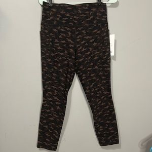 Athleta Brown and Black Leggings with Leopard Print